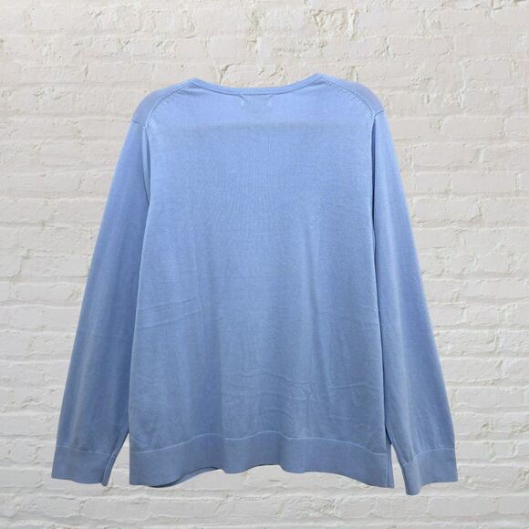 Banana Republic Forever Sweater Size XXL V-Neck Soft Blue Cotton Blend - Picture 3 of 14